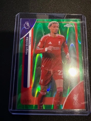 Hugo Ekitike 2025 Topps Chrome Green Wave Refractor /99