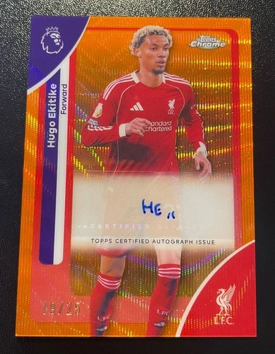 Hugo Ekitike 2025 Topps Chrome Orange Wave Refractor /25
