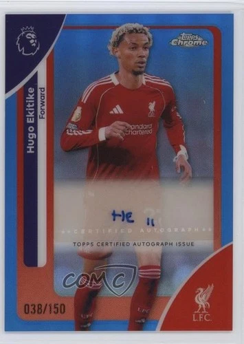 Hugo Ekitike 2025 Topps Chrome Premier League Blue Refractor /150