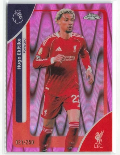 Hugo Ekitike 2026 Topps Chrome Premier League Pink RayWave /250