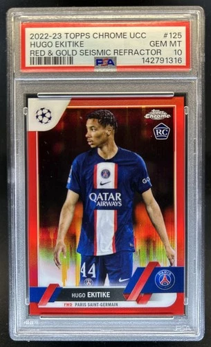 Hugo Ekitike 2022 Topps Chrome Red Gold Seismic Refractor #125