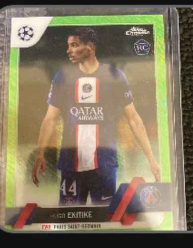 Hugo Ekitike 2022 Topps Chrome UEFA Neon Green Shimmer Refractor /399