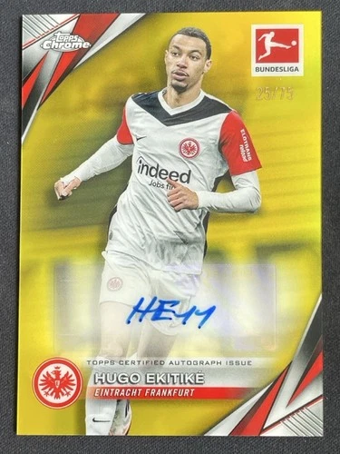 Hugo Ekitike 2024 Topps Chrome Yellow Refractor /75