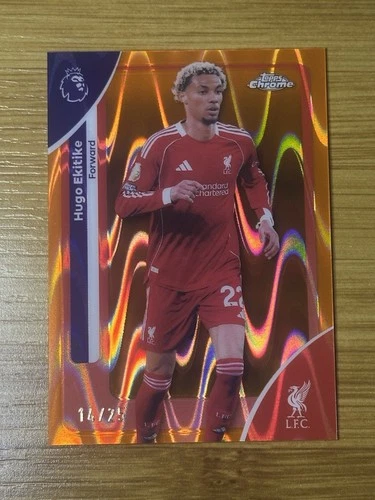Hugo Ekitike 2025 Topps Cromo Naranja Raywave /25