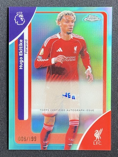 Hugo Ekitike 2026 Topps Cromo Premier League Aqua Refractor /199