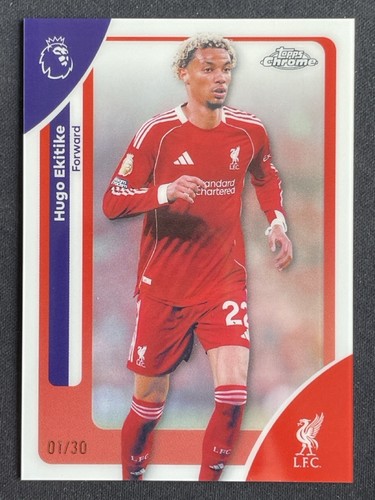 Hugo Ekitike 2025 Topps Cromo Premier League Blanco Refractor /30
