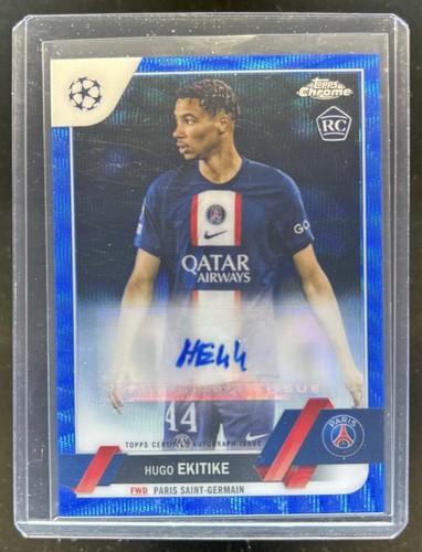 Hugo Ekitike 2023 Topps Cromo UEFA Blue Wave /75