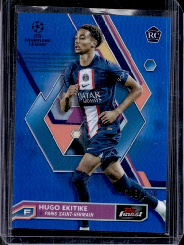 Hugo Ekitike 2022 Panini Finest Blue Refractor /150