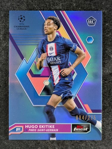 Hugo Ekitike 2023 Topps Finest Sky Blue Refractor 84/275