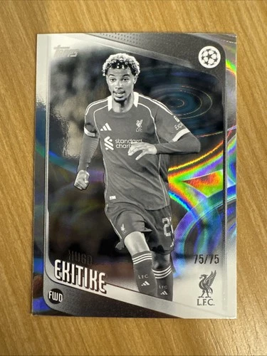Hugo Ekitike 2025 Topps Flagship Black & White Raindrops /75