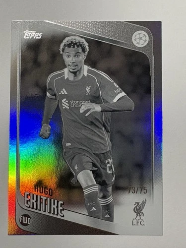Hugo Ekitike 2025 Topps Flagship Gotas de lluvia blancas y negras /75