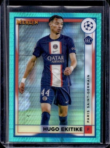 Hugo Ekitike 2022 Topps Merlin Chrome Aqua Prism /100