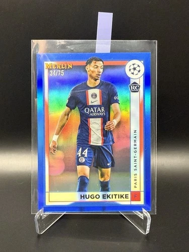 Hugo Ekitike 2023 Topps Merlin Chrome Blue Refractor /75