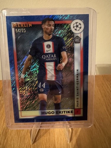 Hugo Ekitike 2022 Topps Merlin Chrome Blue Shimmer /75