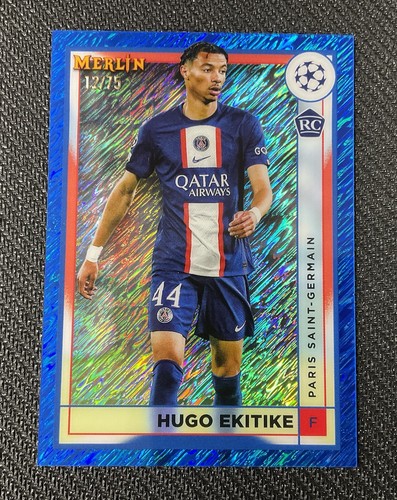 Hugo Ekitike 2022 Topps Merlin Chrome Blue Shimmer Refractor /75