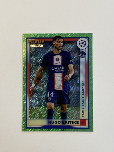 Hugo Ekitike 2022 Panini Merlin Chrome Neon Green Shimmer /350