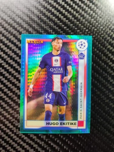 Hugo Ekitike 2023 Topps Merlin Chrome UCL Aqua Prism Refractor #100
