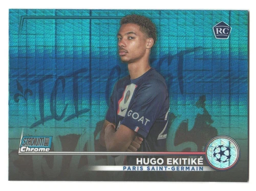 Hugo Ekitike 2022 Topps Stadium Club Chrome Blue Prism