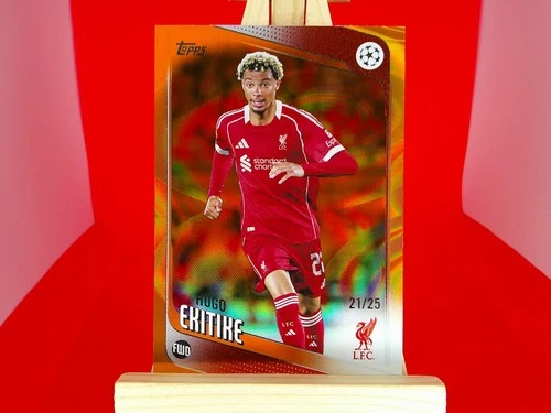 Hugo Ekitike 2025 Topps UCC Flagship Orange Raindrops /25