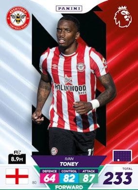 Ivan Toney 2023 Panini Adrenalyn XL Premier League Plus