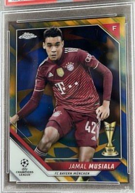 Jamal Musiala 2021 Topps Chrome Blue & Gold Starball Refractor /75