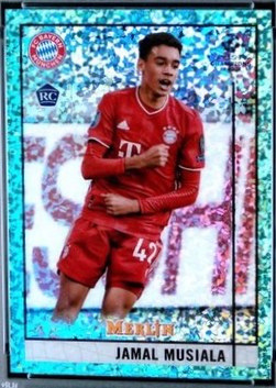 Jamal Musiala 2020 Topps Chrome Merlin Aqua Speckle Refractor /175