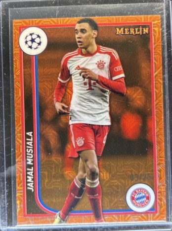 Jamal Musiala 2023 Topps Chrome Merlin Orange Refractor /25