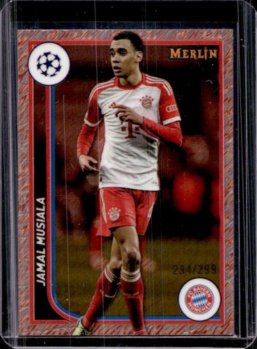 Jamal Musiala 2024 Topps Chrome Merlin UEFA Rose Gold Shimmer Refractor /299