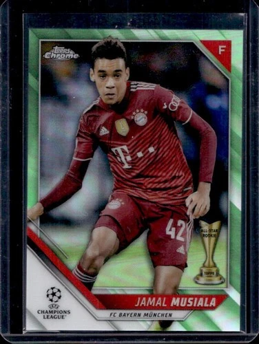 Jamal Musiala 2021 Topps Chrome UEFA Neon Green Refractor /99