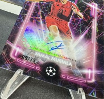Jamal Musiala 2024 Topps Chrome UEFA Purple Black Lazer /75