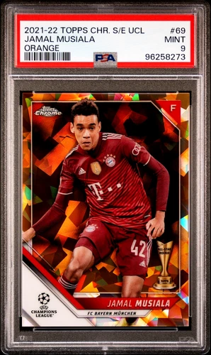 Jamal Musiala 2021 Topps Chrome UEFA Sapphire Orange /50