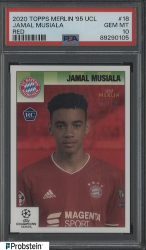 Jamal Musiala 2020 Topps Merlin '95 UCL Soccer Red /10