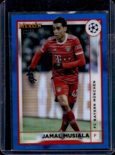 Jamal Musiala 2023 Topps Merlin Chrome Blue Refractor /75