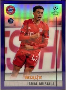 Jamal Musiala 2020 Panini Merlin Chrome UCL Purple /299