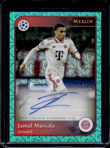 Jamal Musiala 2024 Topps Merlin Chrome UEFA Aqua Mojo Refractor /75