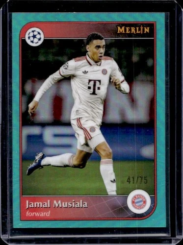 Jamal Musiala 2024 Topps Merlin Chrome UEFA Aqua Refractor /75