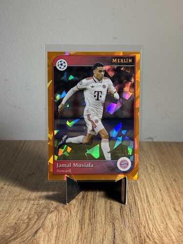 Jamal Musiala 2024 Topps Merlin Chrome UEFA Orange Refractor Ice Cracked /25