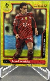 Jamal Musiala 2021 Topps Merlin Chrome Yellow Raywave /225