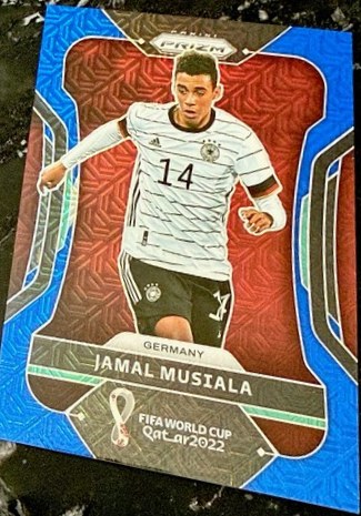 Jamal Musiala 2022 Panini Prizm World Cup Blue Mojo /75