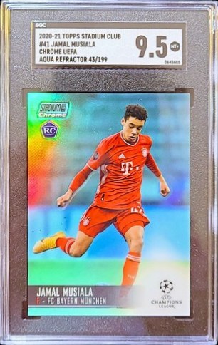 Jamal Musiala 2020 Topps Stadium Club Chrome UEFA Aqua Refractor /199