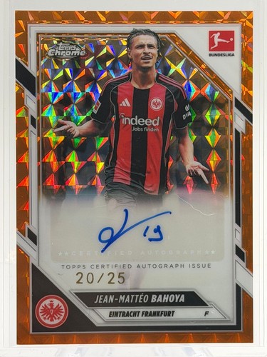 Jean-Matteo Bahoya 2025 Topps Chrome Bundesliga Orange Geometrie /25