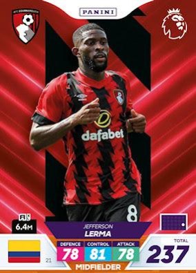 Jefferson Lerma 2023 Panini Adrenalyn XL Premier League Plus