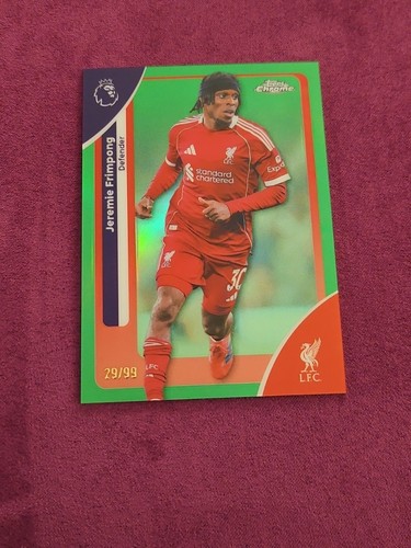 Jeremie Frimpong 2026 Topps Chrome Premier League Green Refractor /99