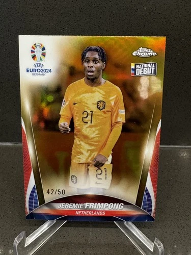 Jeremie Frimpong 2024 Topps Chrome UEFA Euro Gold Refractor /50