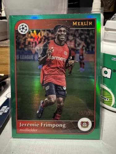Jeremie Frimpong 2024 Topps Merlin Chrome UEFA Green Speckle Refractor /99