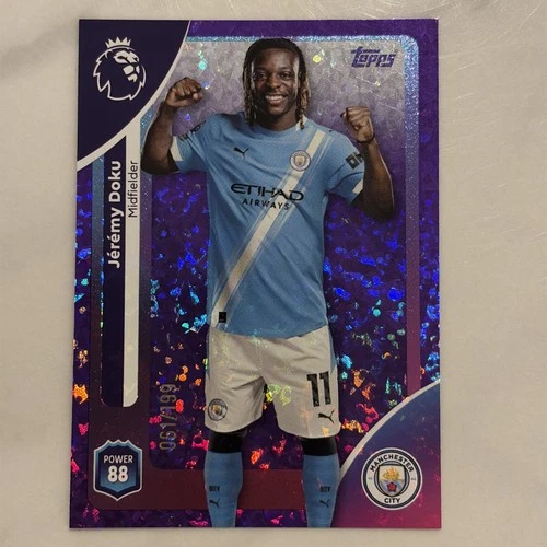 Jeremy Doku 2026 Topps Premier League Purple Sparkle /199