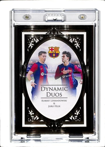 Joao Felix & Robert Lewandowski 2024 Futera Barcellona Gold /9