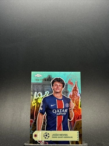 Joao Neves 2024 Topps Chrome UEFA Aqua Refractor /199