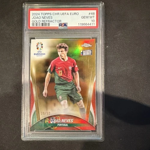 Joao Neves 2024 Topps Chrome UEFA Euro Gold Refractor /50