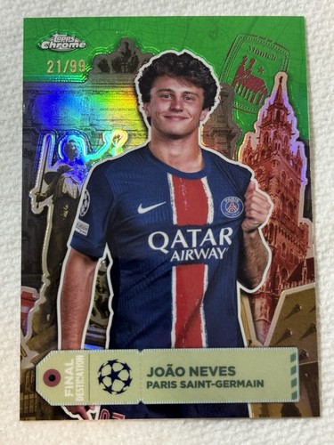 Joao Neves 2024 Topps Chrome UEFA Green Refractor /99